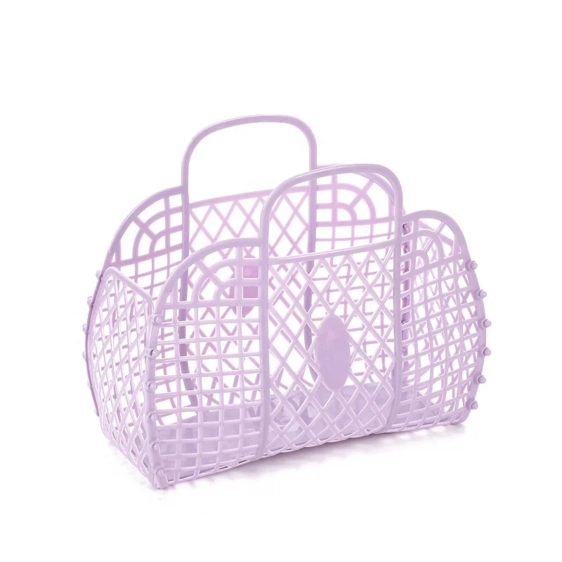 Summer New Ins Classic Kids PE Plastic Storage Basket Wholesale Jelly Beach Tote Bags