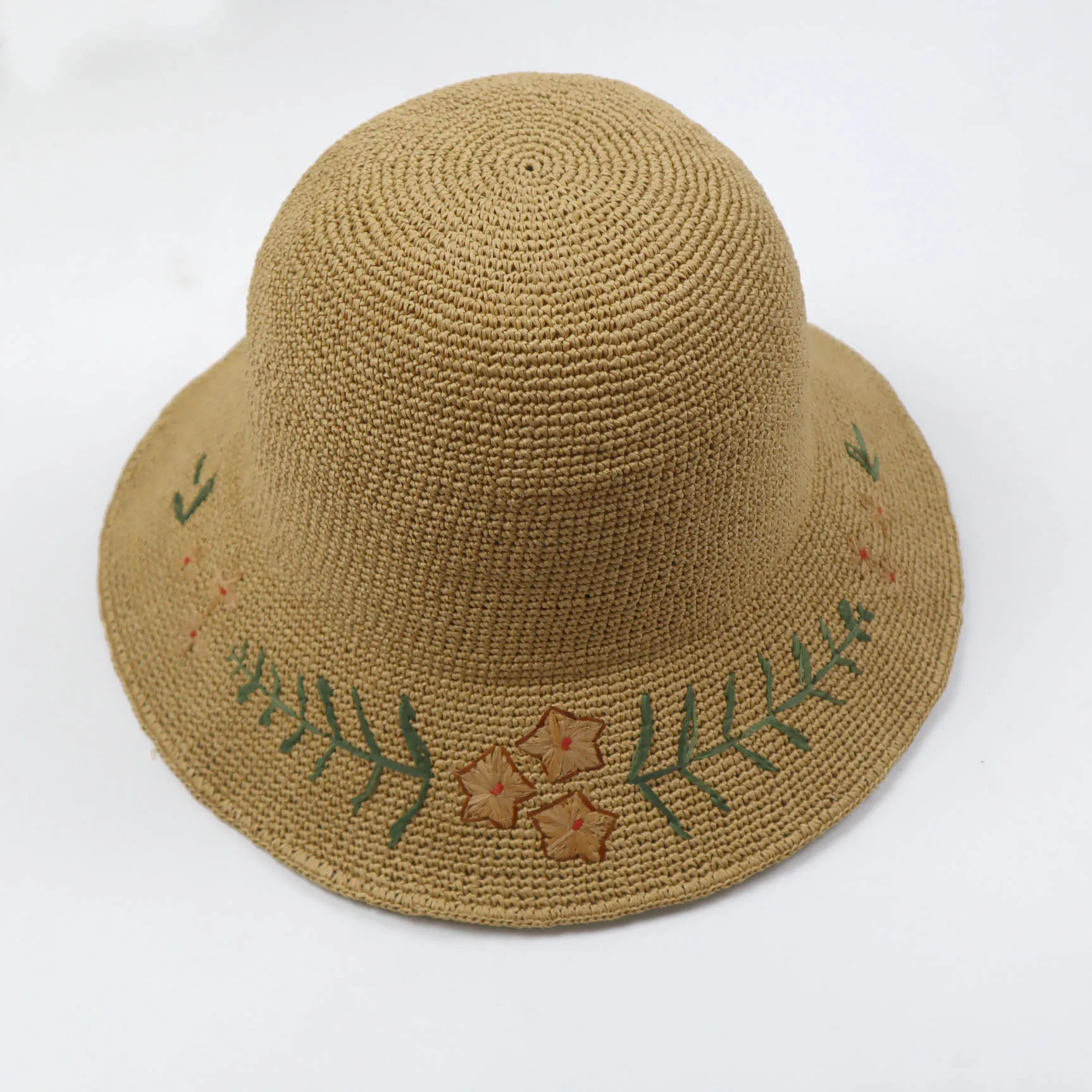 Factory Oem Girl Embroidery Wide Brim Sun Protect Beach Floppy Hats