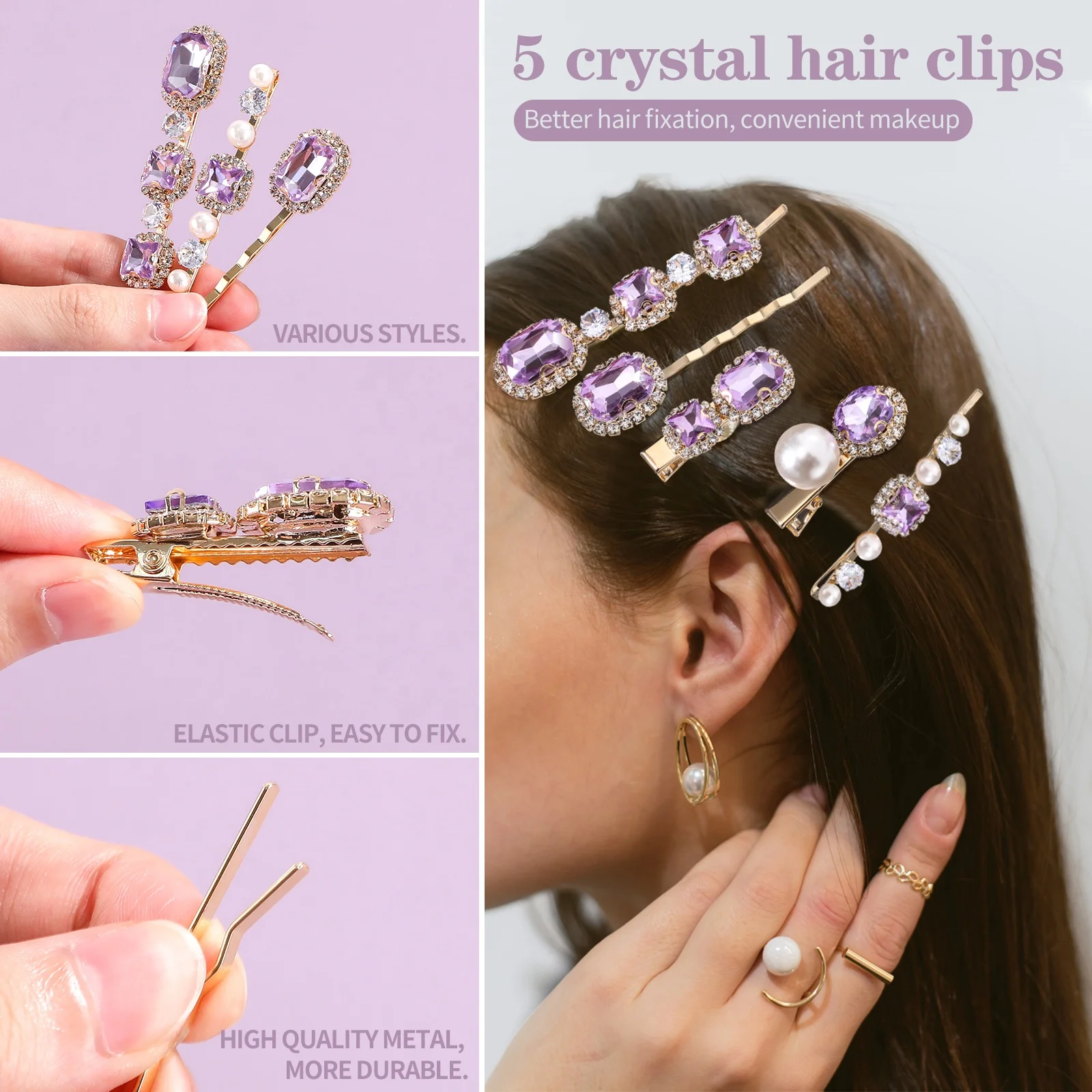 BS-MALL Professional Makeup Tools Kits Crystal Rhinestone Hair Pin Kit Private Label 16 Piece Quality Makeup Brush