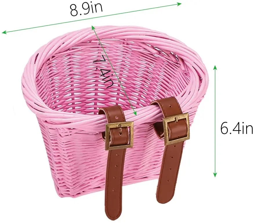 Factory Supply wholesale bicycle rattan basket mini pink bicycle front basket