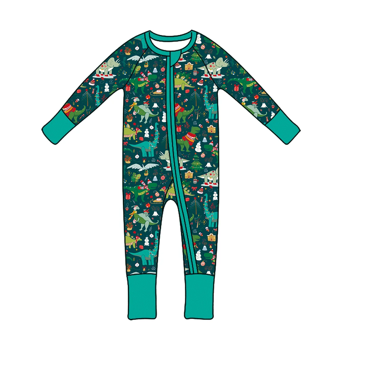 Low Moq Kids Penguins Printed Zipper Bamboo Fabric Custom Pattern Bamboo Romper