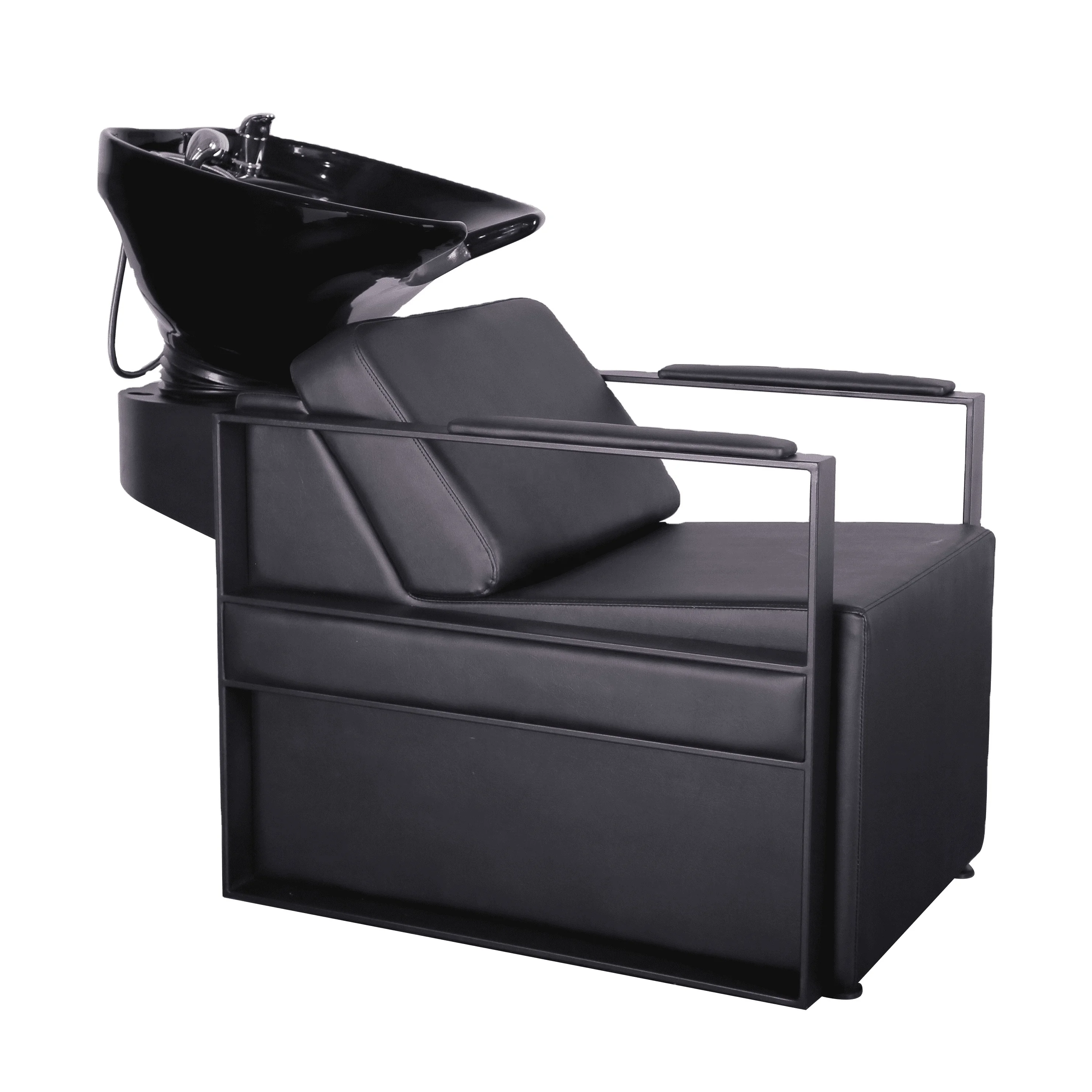 Factory supply black leather shampoo hair wash chair factory price modern salon shampoo black bowl chair