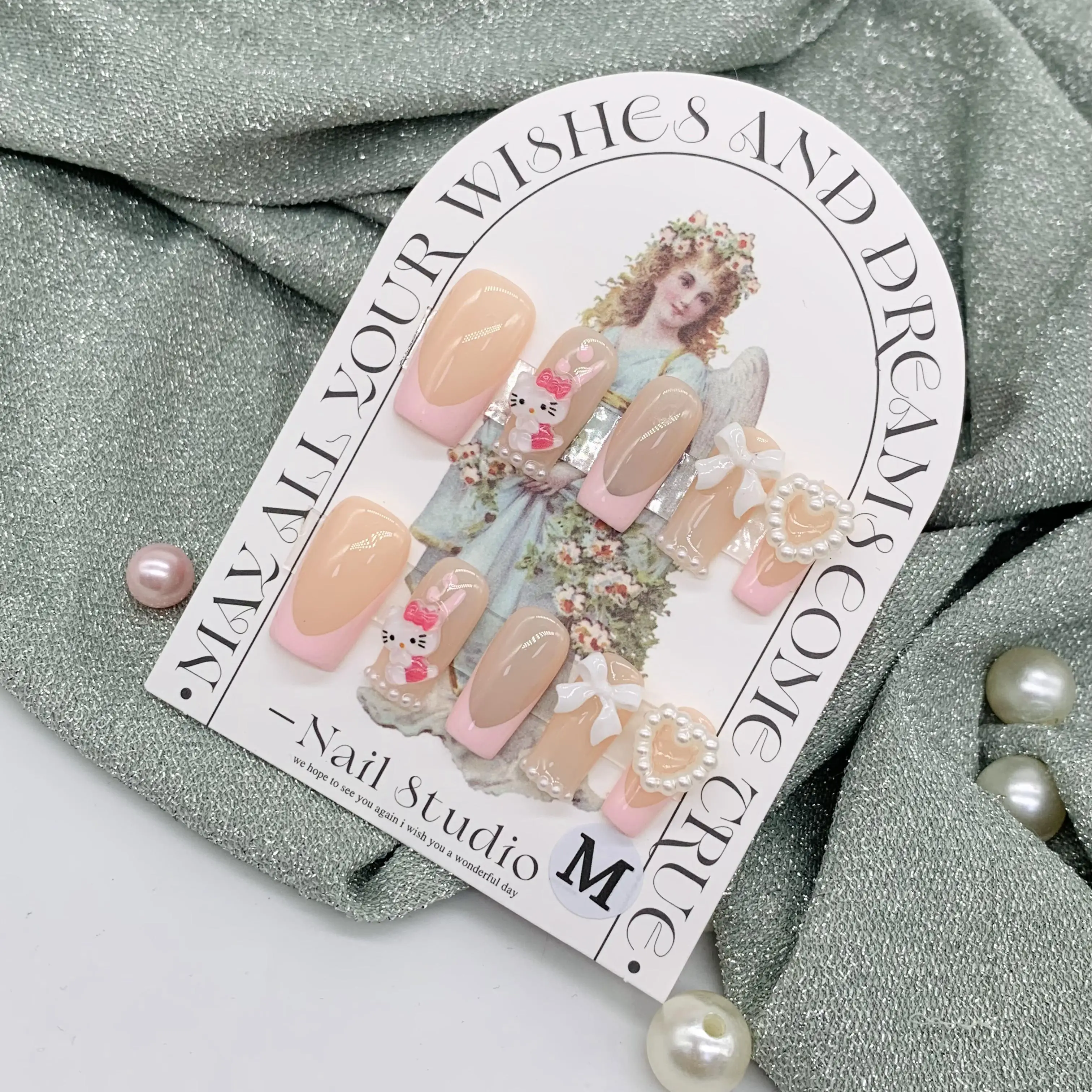 The Pink French style Full of Diamonds Ballerina Glamorous High Quality Handmade Customization Artificial nails Press On Nails