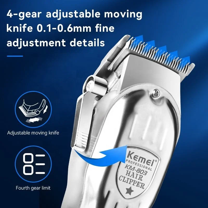 Silver Rechargeable Hair Clipper Carbon Steel Adjustable Cutter Head Trimmer