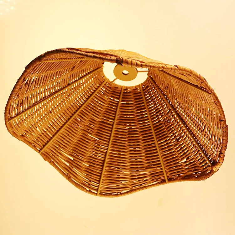 wholesale unique hanging ceiling table lamp shade vintage rustic woven wicker rattan lamp shade