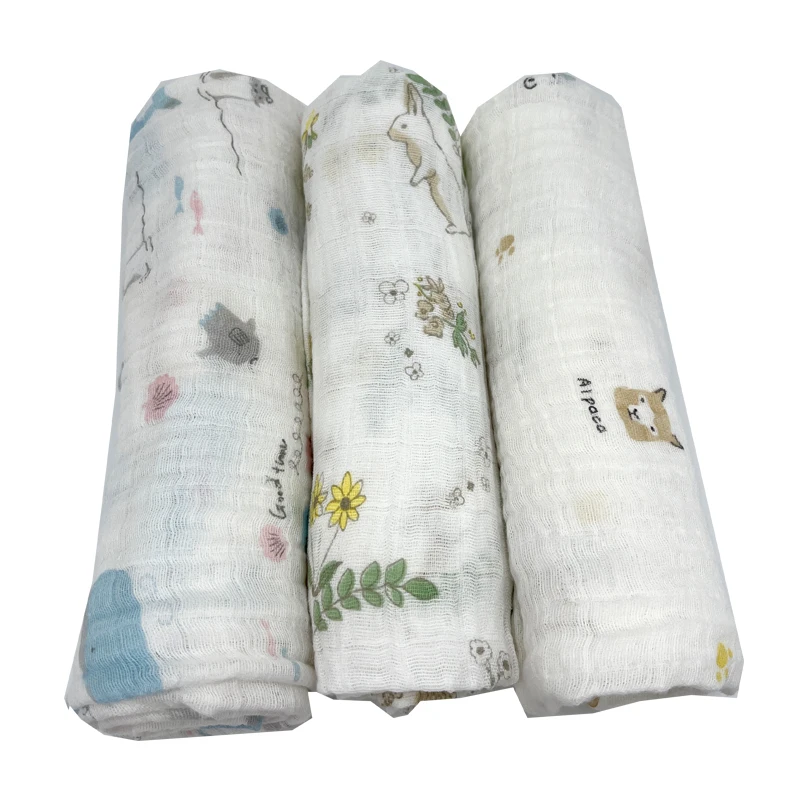 2022NEW Design Cotton Receiving Security Super Soft Wrap,120*120 Bamboo Muslin Swaddle Baby Blanket