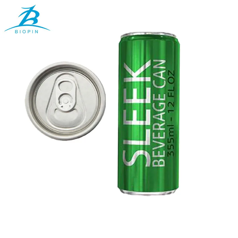 Empty printed 12oz metal aluminum can 355ml sleek cans with 202#SOT lid for soda energy drink beverage beer packaging