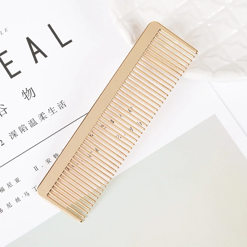 Metal Hair Comb Suppliers Golden Massage Base Teeth Barber Afro Bulk Curved Gold Plated Haircomb Small Combs For Horses