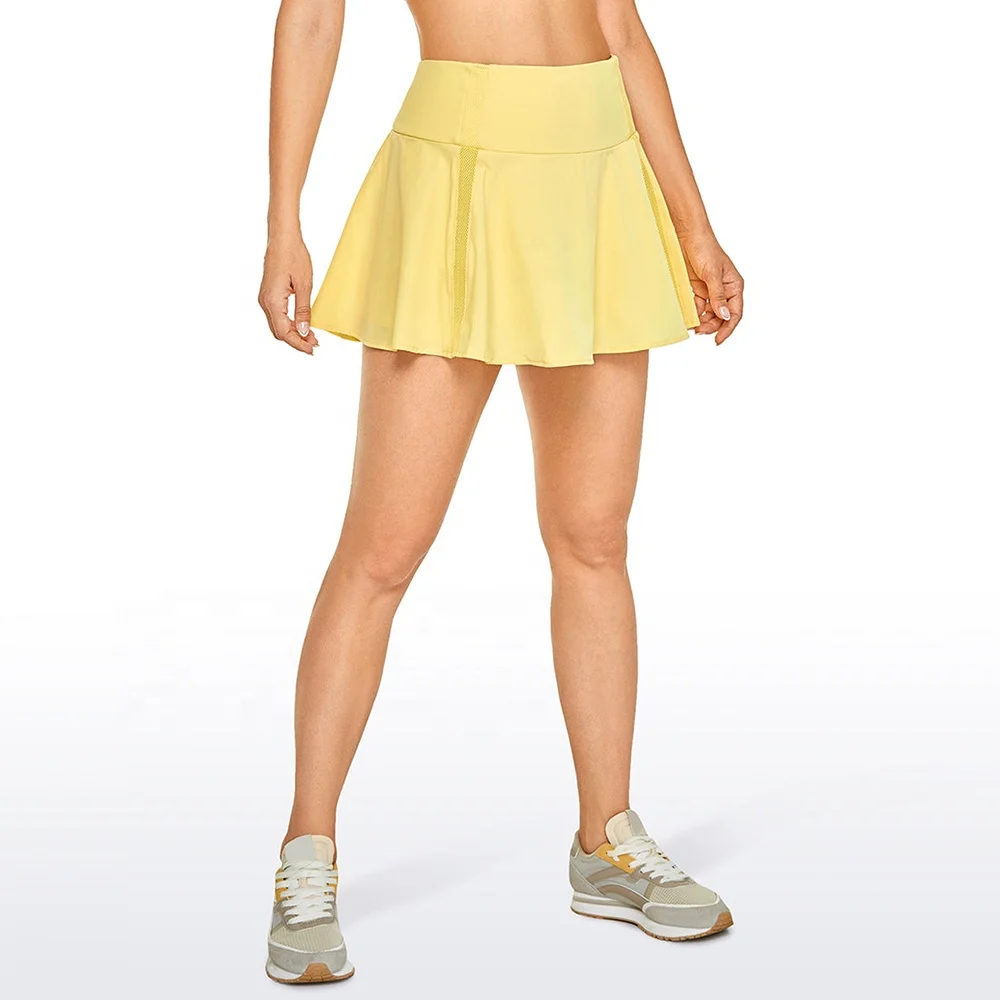 Popular Lightweight Breathable Soft Unique 13 Inch Women High Waist Yellow Tennis Skirt For Women