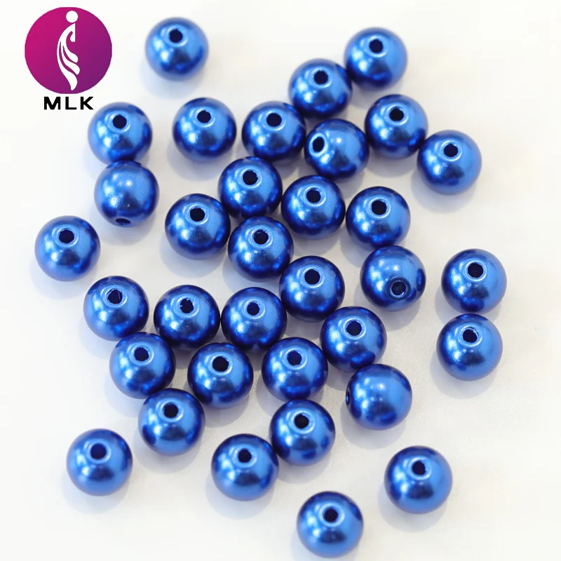 
Best Selling Sapphire ABS Plastic Loose Round Sewing Pearls Large Hole Pearl 