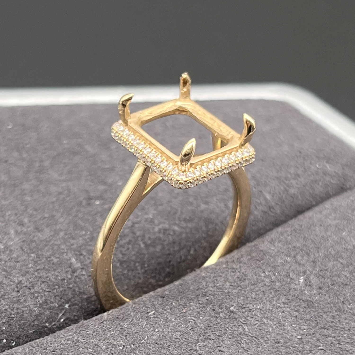 Wholesale 9K/14K/ 18k Solid Gold Semi Mount Ring Setting Without Stones