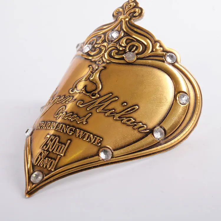 Wholesale Custom Wine Bottle Labels Chrome Aluminium Luxury Wine Bottle Labels With Adhesive