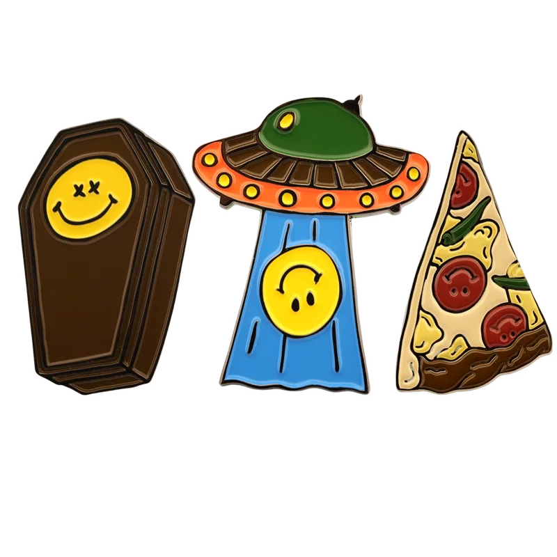 China Wholesale Manufacturers Lapel Cute Custom Smiling Face Logo Stamping Zinc Alloy Gold Silver Brass Plated Metal Enamel Pin