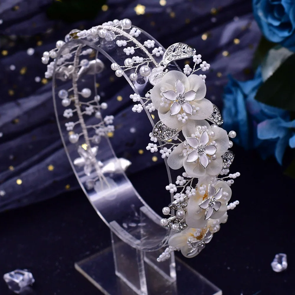 Модные женские свадебные головные уборы Свадебные аксессуары для волос с кристаллами и цветами тиары