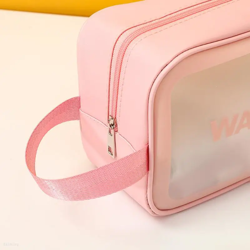 FM cross-border transparent makeup bag Korean style portable travel storage Large capacity frosted waterproof toiletry