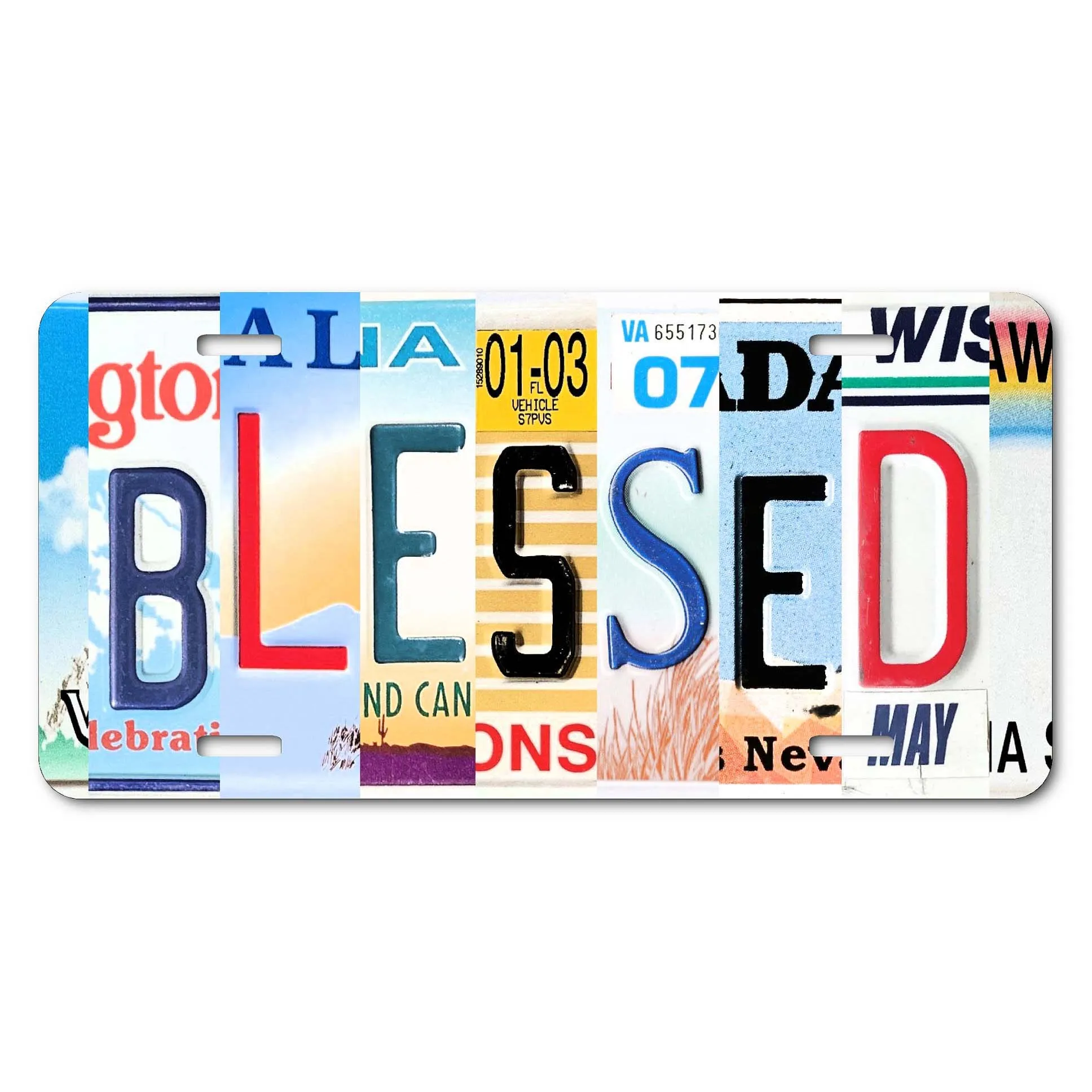 Blessed License Plates, Decorative Car Front Metal Car Plates, Vanity Tags, Aluminum Novelty License Plates 6X12 Inch