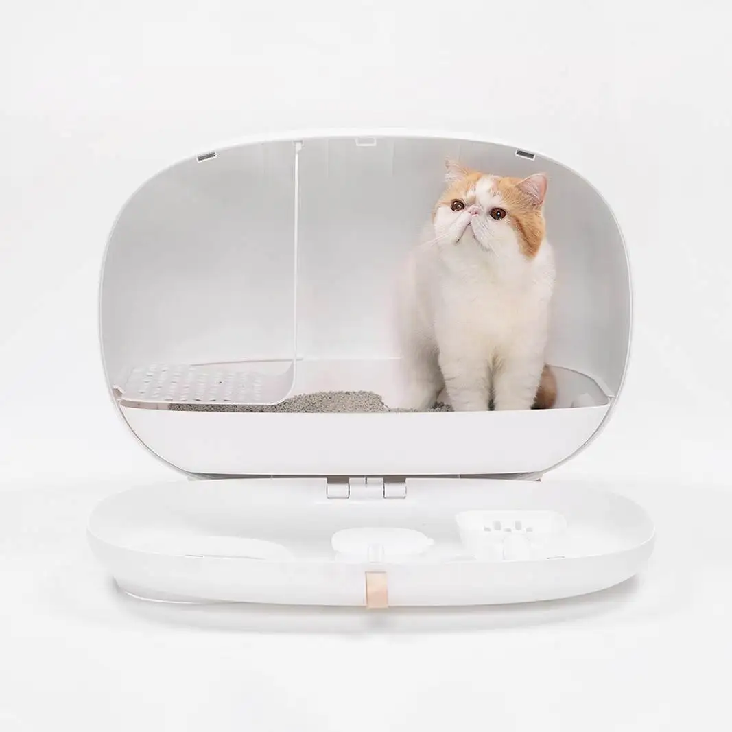 Multi-functional Hot Selling Enclosed Cat Litter Box Plastic Cat Litter Box Elegant  Pet Cat Toilet House