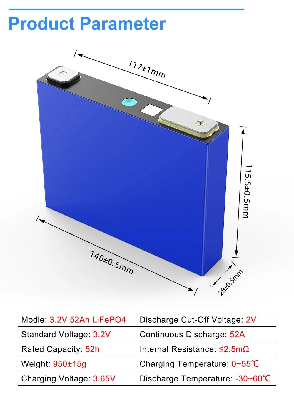 Super ant bty 50Ah 52Ah литий-ионный Аккумулятор LiFePO4 призматический элемент батареи 3 2 V аккумулятор для хранения энергии
