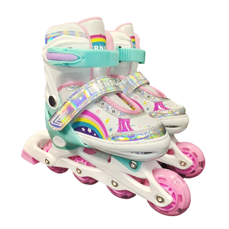 Wholesale Adjustable 4 Wheel Roller Skates Inline Skates Patines 4 Ruedas Skates with PU Light Wheel