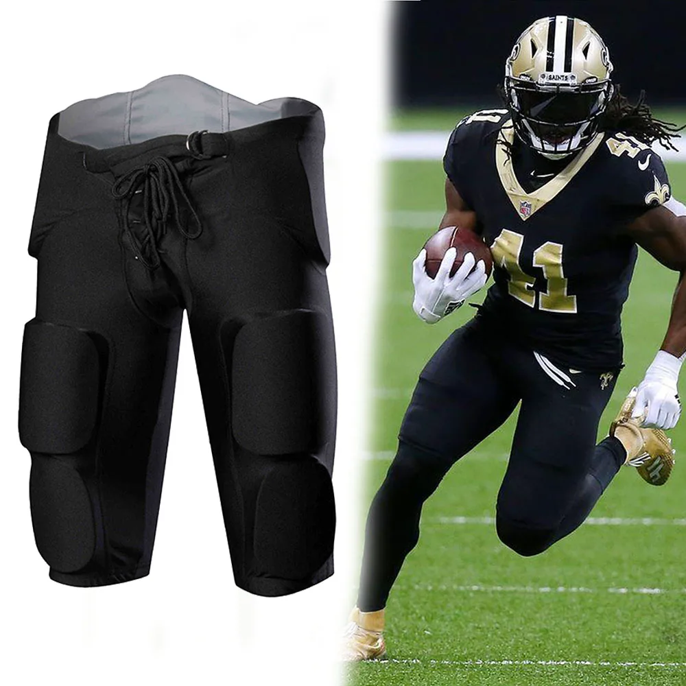 Custom Football Training Pants 7 Piece Leg Pads Youth Men Black American Football Padded Pants