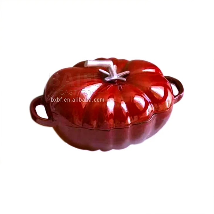 Vegetable Tomato shaped Kitchen decor cocotte Enameled Cast iron mini dutch oven Cast iron tomato server pot Cast iron Casserole