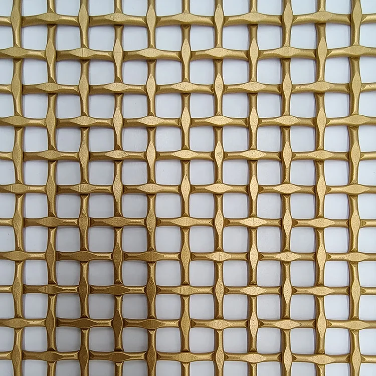 Gold Painted Architectural Railing Metal Mesh Decorative woven wire pattern