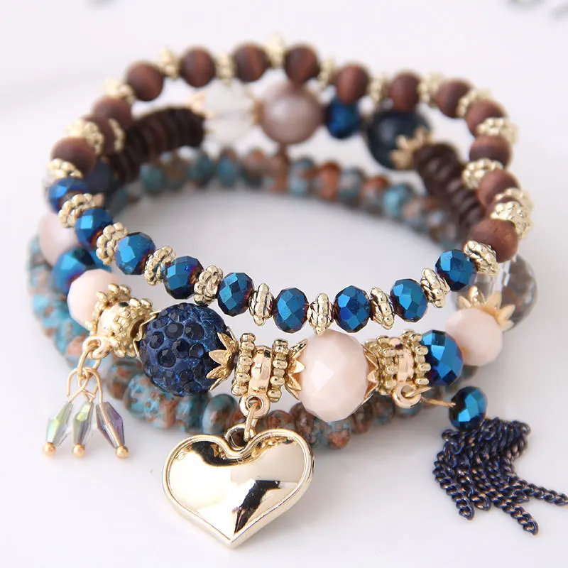  New romantic bead jewelry custom design stone bracelets women bracelete gold plated
