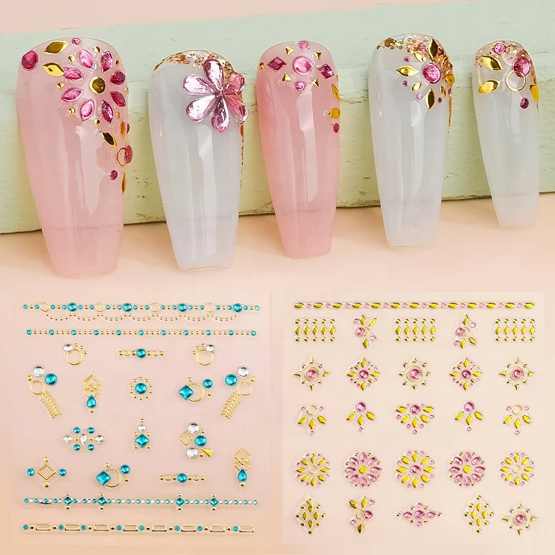 Design Luxe Designer Nail Art Stickers Different Custom Nail Water Decal Nail Foil Transfer Sticker Bling Shiny New Plastic