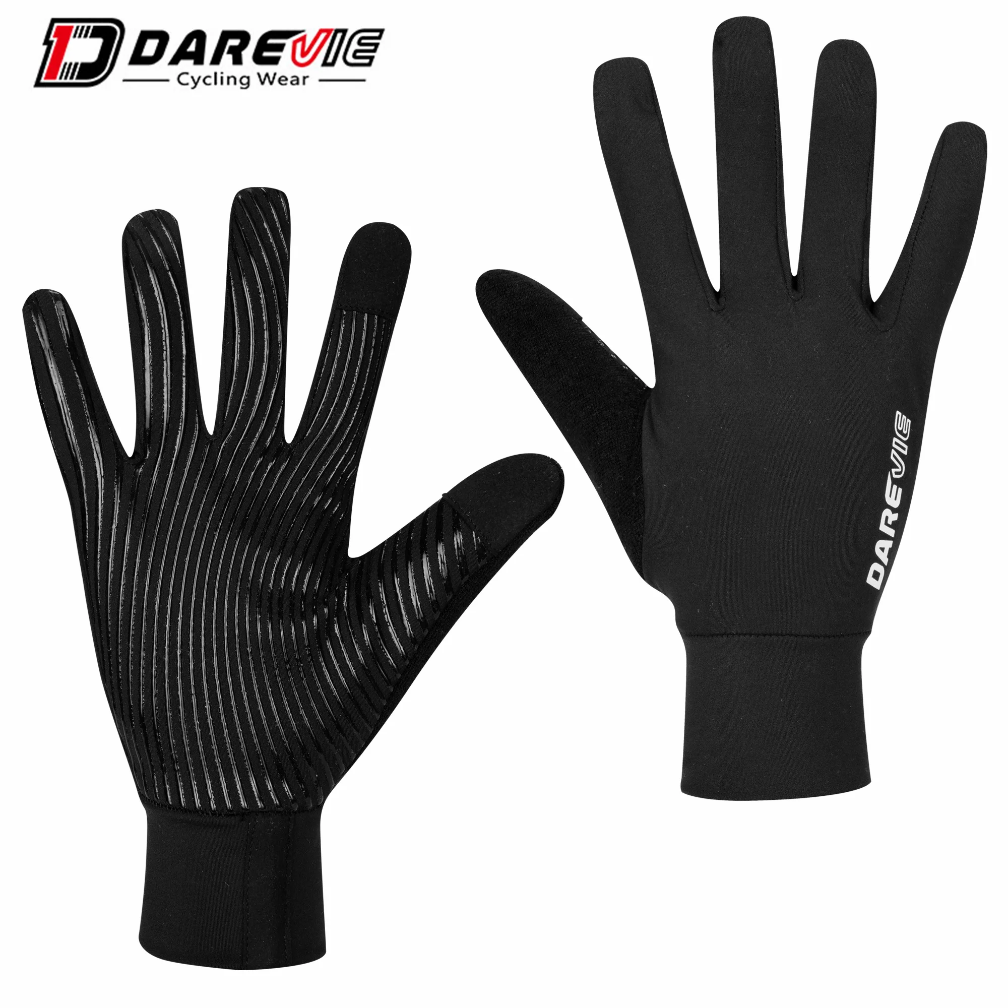 Darevie Fashion Men Thermal Biker Fleece Riding Sports Touch Gloves Thicker Fleece Lining Warm Gloves Winter Guantes
