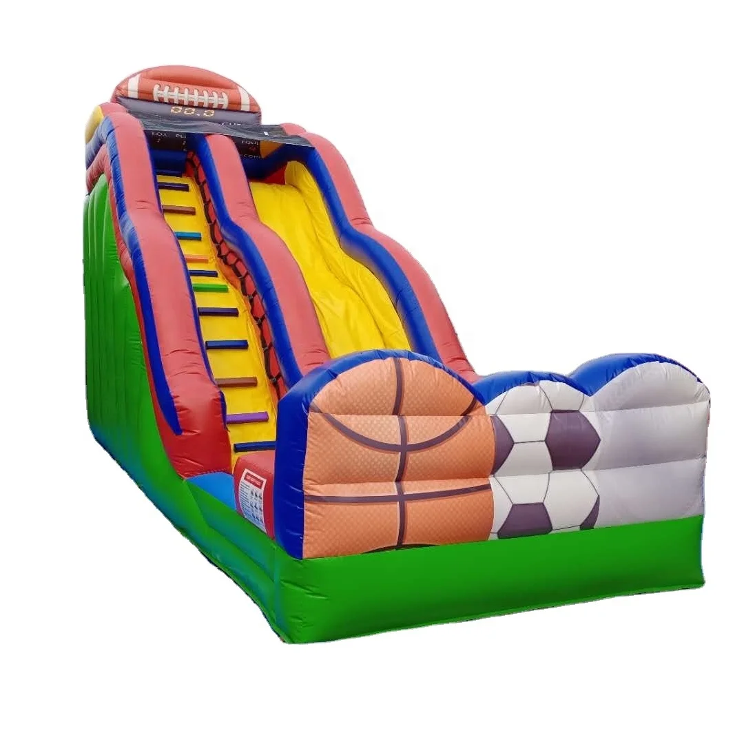 Commercial Grade Water Slide Moon Bounce Waters Slide Soccer Theme Slide No Pool