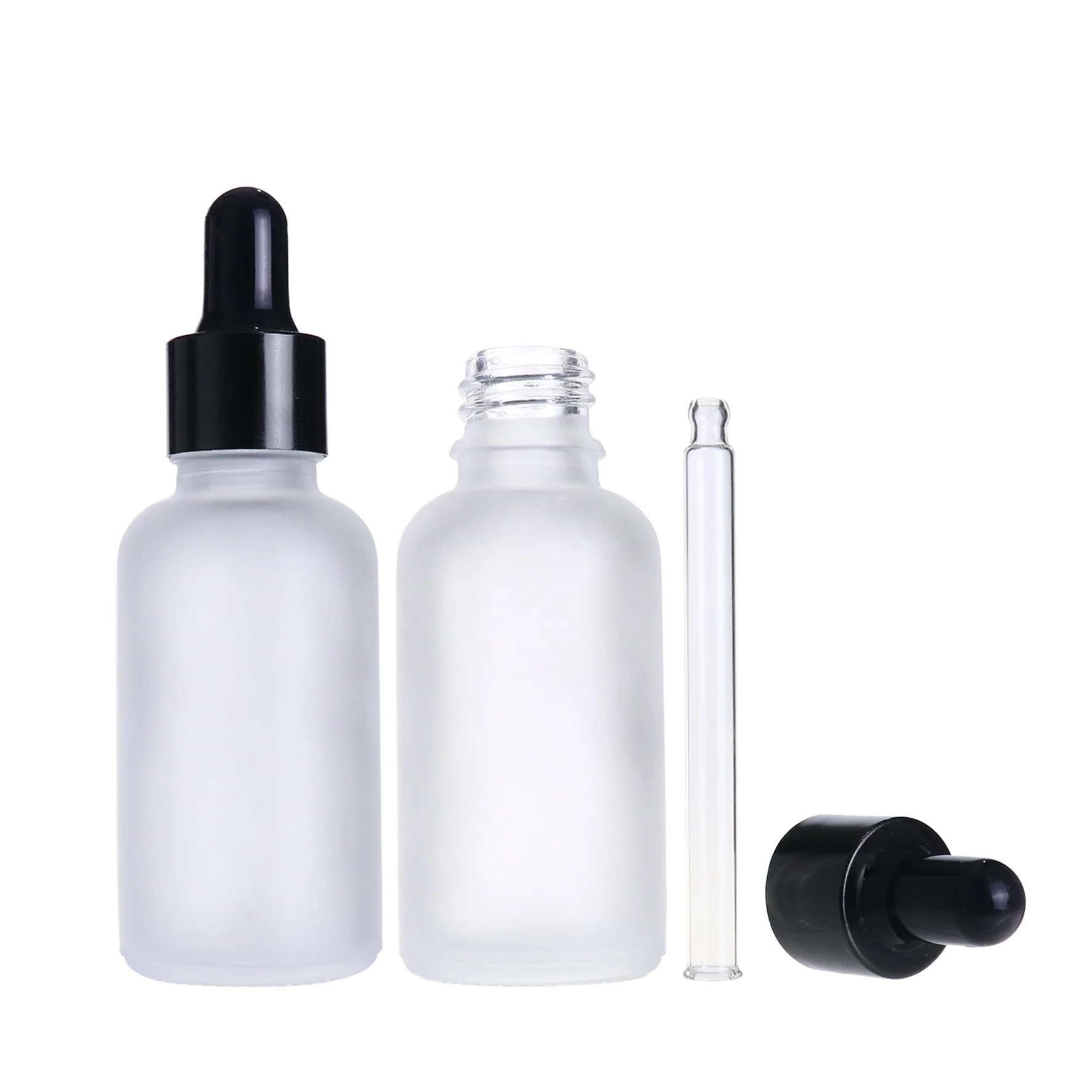 Wholesale dropper bottle for hair oil 30ml 1oz frosted white attar glass vials with gold cap for cosmetics package