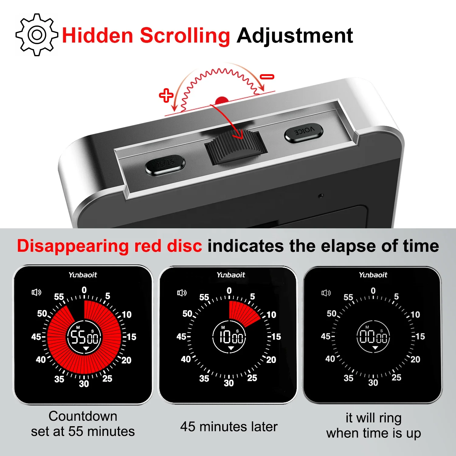 Новое поступление, перезаряжаемый цифровой визуальный таймер Yunbaoit, быстрая доставка, таймер для офиса, класса, оптовая продажа, таймер для домашнего задания