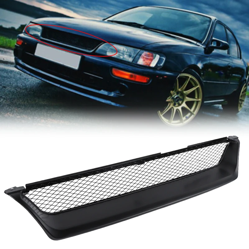 Car Front Bumper Mesh Grill Grille Gloss Black Racing Grills For Toyota Corolla AE101 1993 1994 1995 1996 1997
