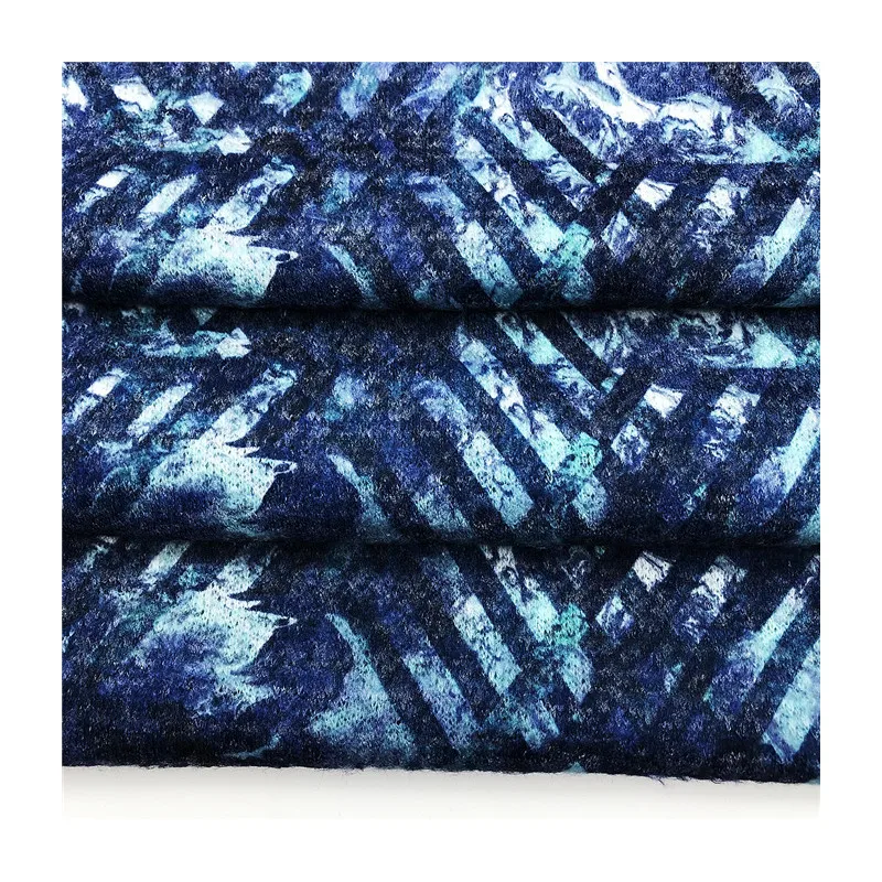 Customized Sublimation Floras and stripe design brushed knitted fabric light weight TR stretch printed jersey fabric for garment