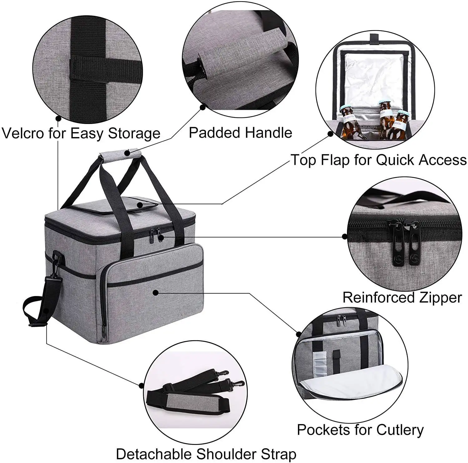 Custom Foldable Soft Cooler Bags 600D Oxford Thermal Insulation Picnic Bags Refrigerate Ice Pack For Outdoor Tote Lunch Bags