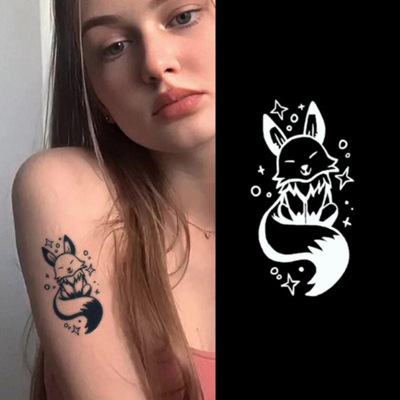 Little fox Custom temporary henna tattoo sticker stencil arm tattoo for men with Waterproof body tato transfer tattoo sticker