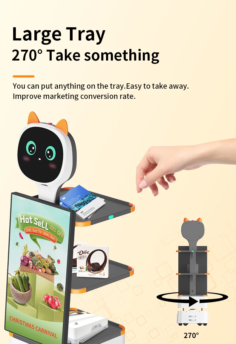 2024 Intelligent Automatic Navigation Food Delivery Robot Smart Waiter Robot Serving Robot For Restaurant Service