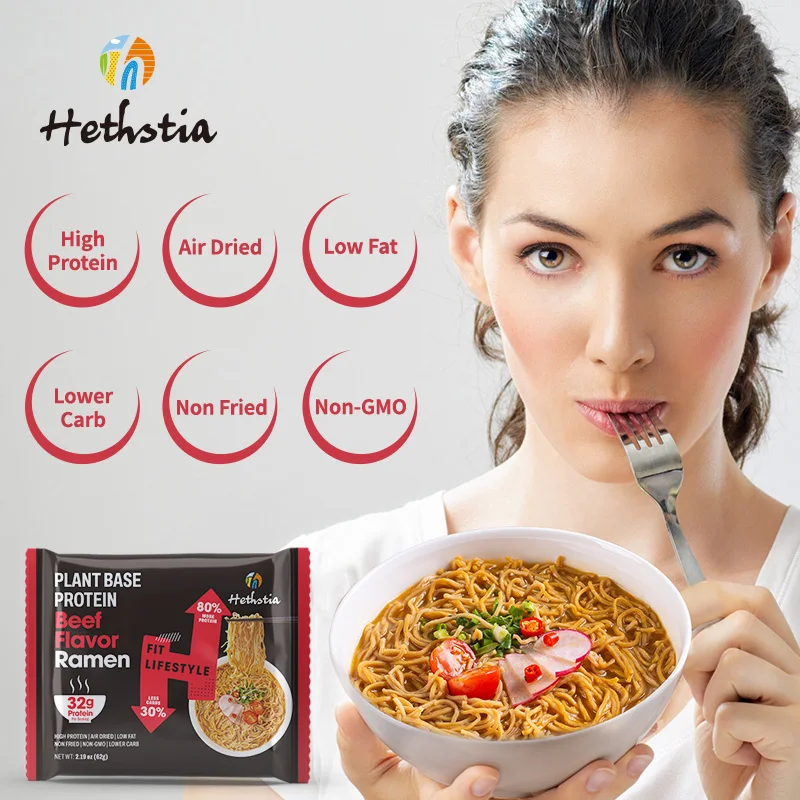 Healthy Beef Flavor Diabetes Friendly Noodles Keto Vegan Low Carb Protein Noodles Instant High Protein Ramen