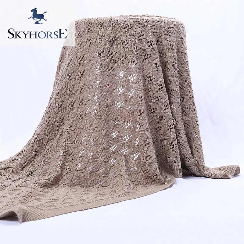 75*100cm Cotton Baby Bath Blanket Knit Baby Blanket Solid Baby Knitted Blanket