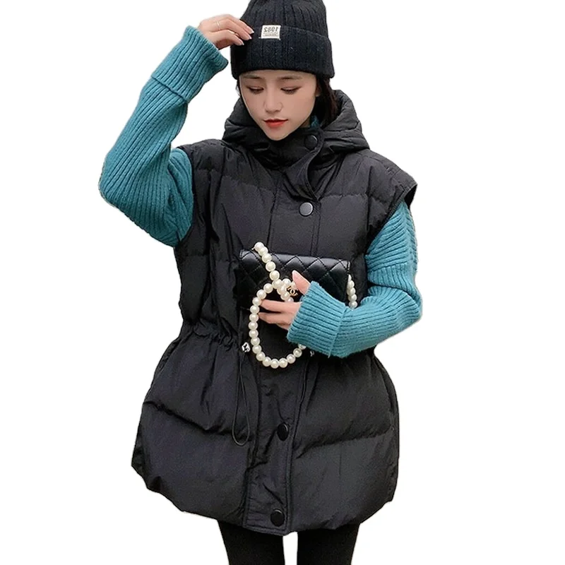 Модный зимний пуховой жилет на заказ, простая Женская пуховая куртка без рукавов