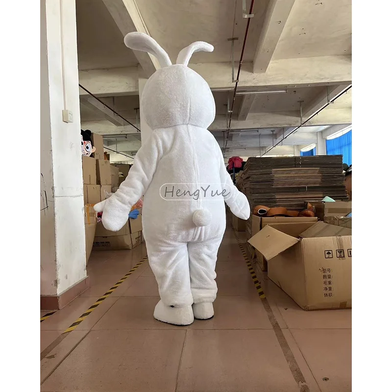Hengyue White Easter Bunny Rabbit Mascot Costume Wedding Decoration Cosplay Animal Commercial Advertising Event Party Supplies