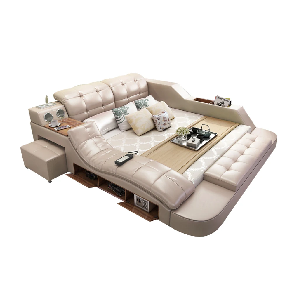 Fashion design Modern multifunctional smart bed with storage music massage bed bedroom furniture bed general use set furniture