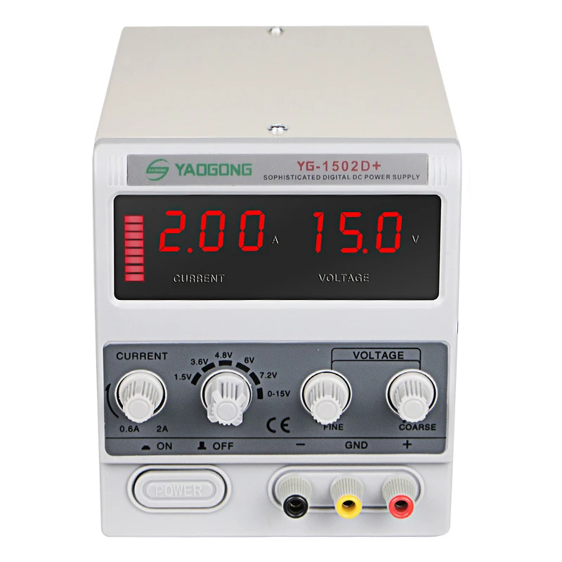YAOGONG 1502D  hot sale item 15V 2A ac to dc power supply adjustable current for mobile phone repair