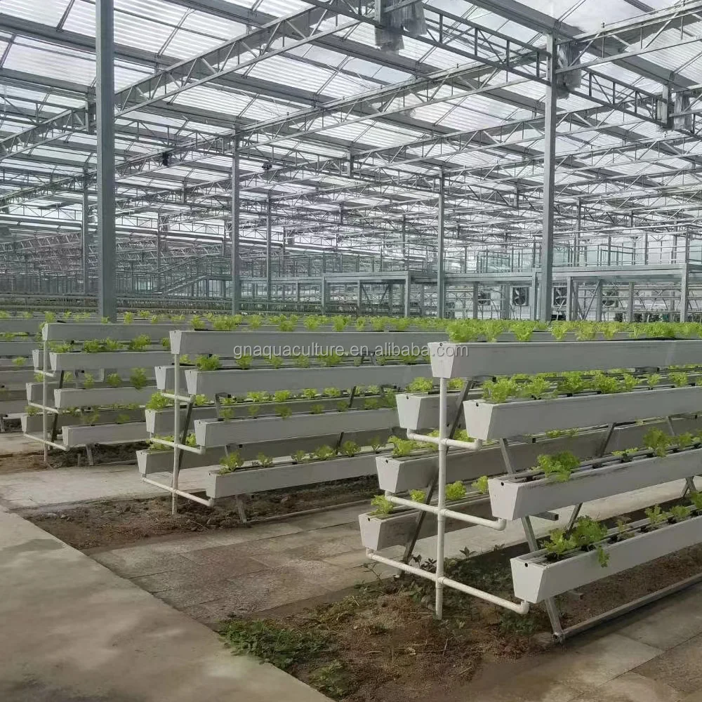 farming greenhouse cultivation hanging rack strawberry plant substrate growth gutter
