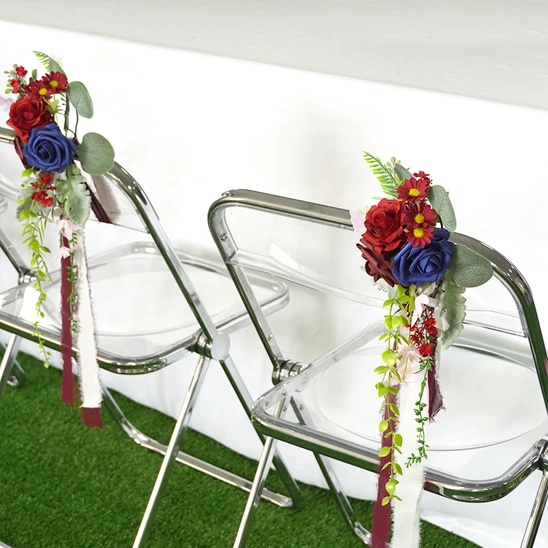 Wedding ceremony back flower rose chair band decoration for wedding classic decoration