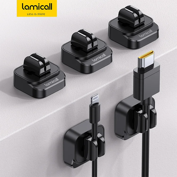 Lamicall CM02 Adhesive 5Pack Cable Spring Holder Clips Adjustable Cord Clip Cord Organizer Cable Clip Organizer for Desk