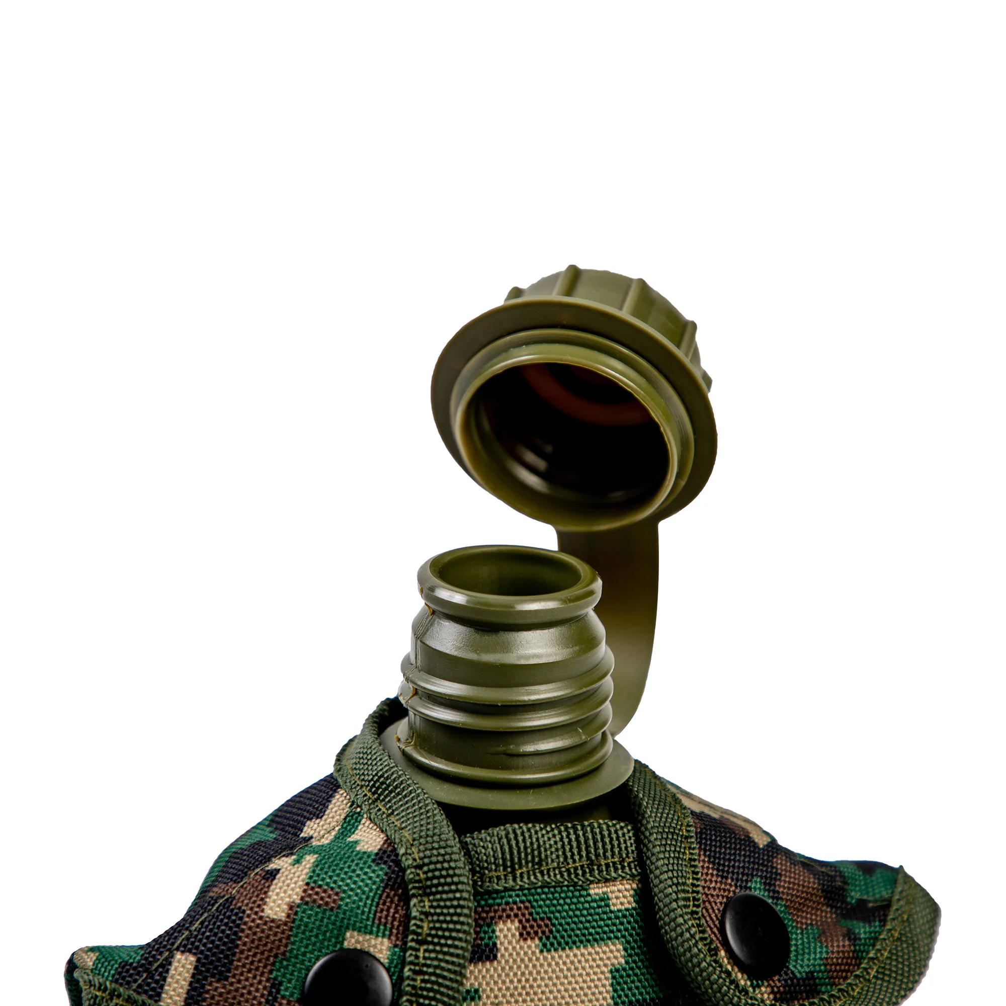 Outdoor PE plastic tactical canteen water bottle with camouflage pocket 1000ml