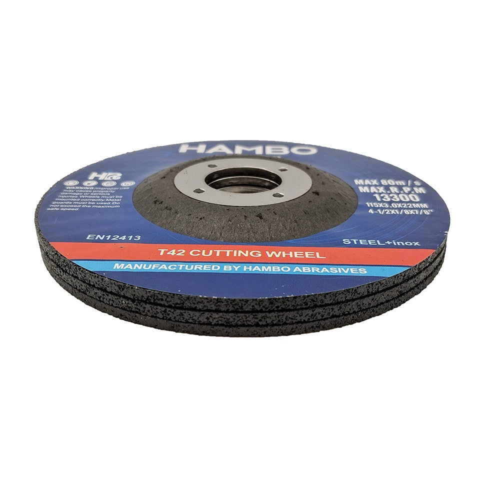 HAMBO Premium Abrasive Cutting Disc Stainless Steel 115X3.2X22MM 4.5 Inch for  Metal T42 Depressed Center Cutting Grinding Wheel