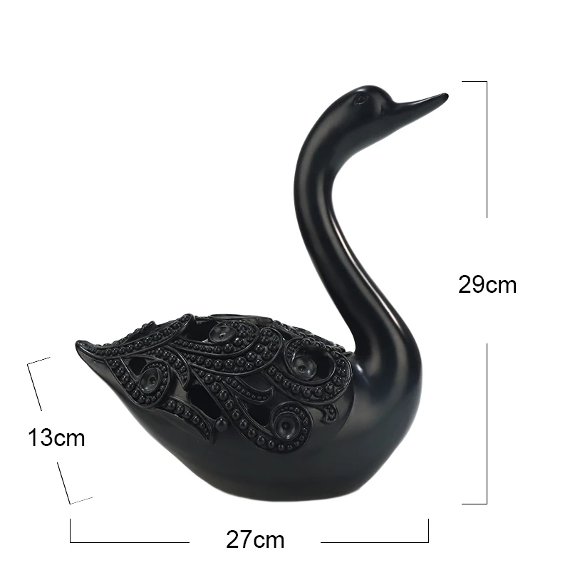Custom Made Life Size Elegant Black Swan De Luxe Cheap Modern Home Decorations