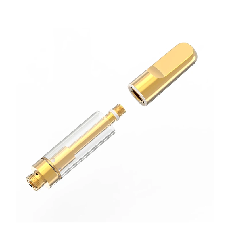Gold CBD Vape Cartridge Ceramic Coil Cartridge TH205 0.5ML 1.0ML Glass Tank 510 Thread Empty Atomizer